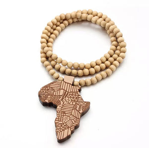 Rosary Wooden African Necklace (Unisex) Ivory